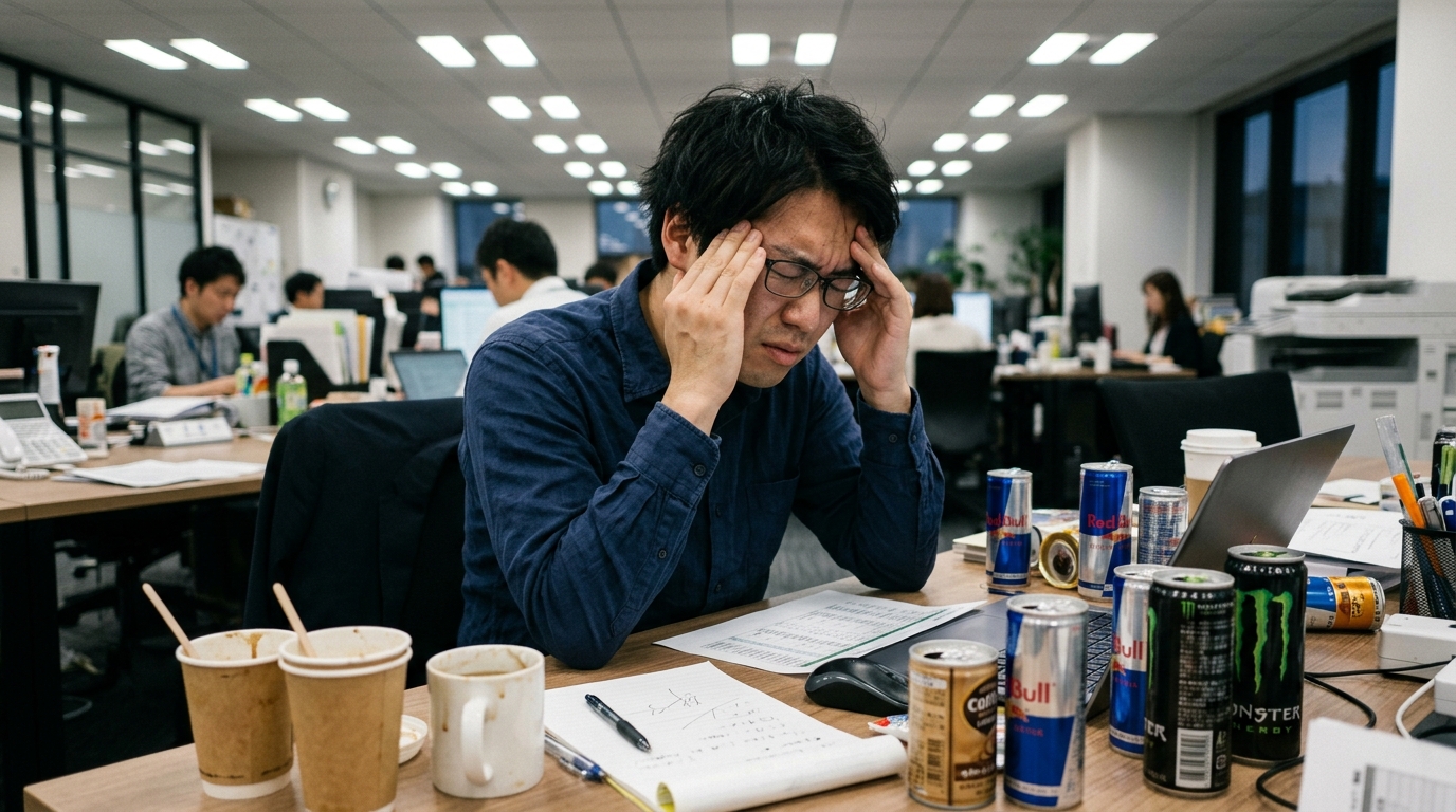下午兩點靠大杯黑咖啡硬撐心悸手抖