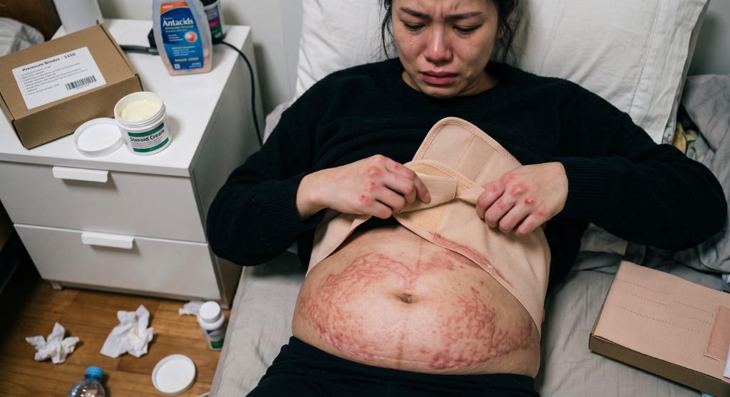 束腹帶勒出濕疹與鬆弛肚皮